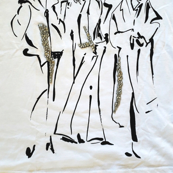 NWT Zara Fashion Girl T Shirt with Rhinestones - Picture 6 of 14